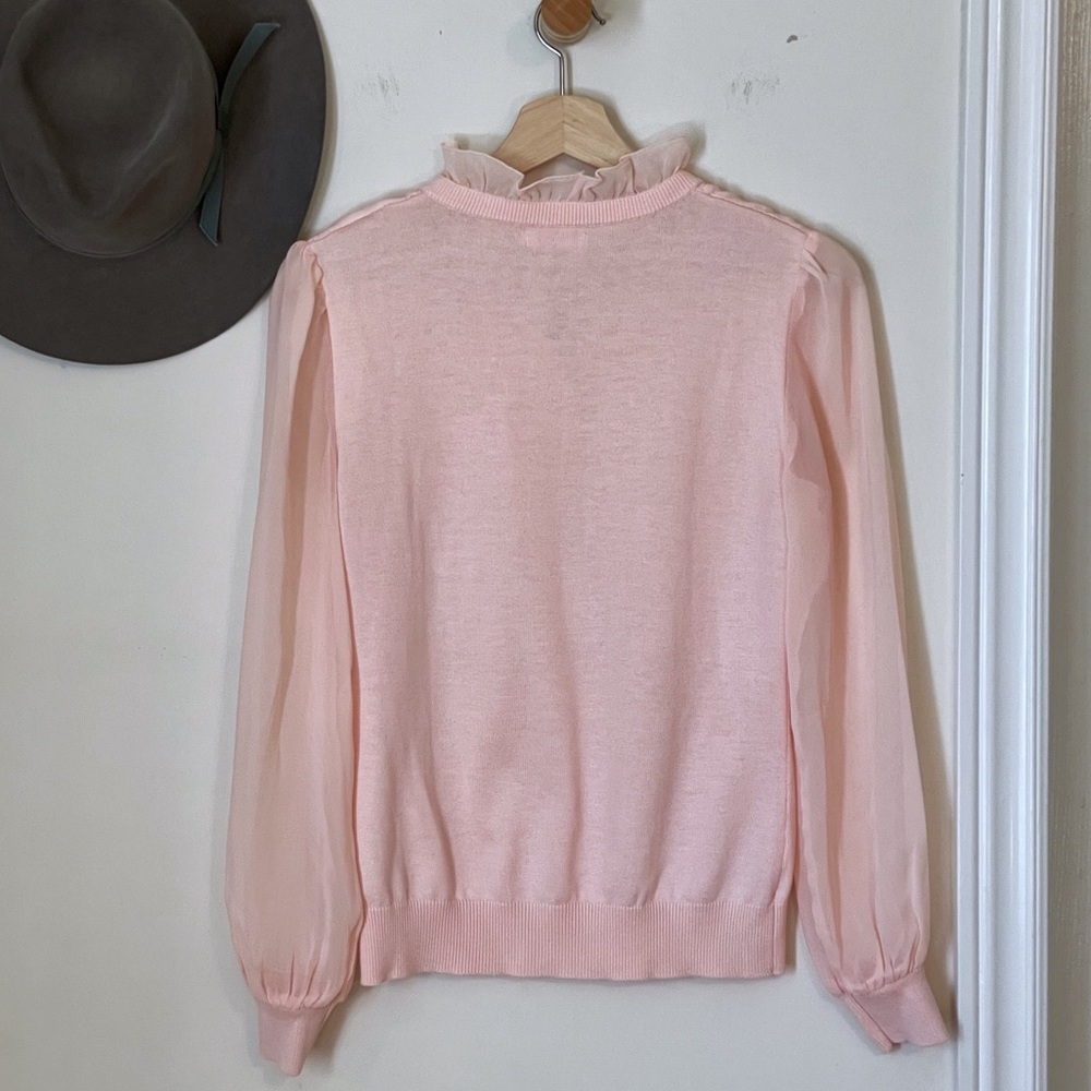 Ballerina pink/peach chiffon & cotton blend knit l/s top - Picture 11 of 16